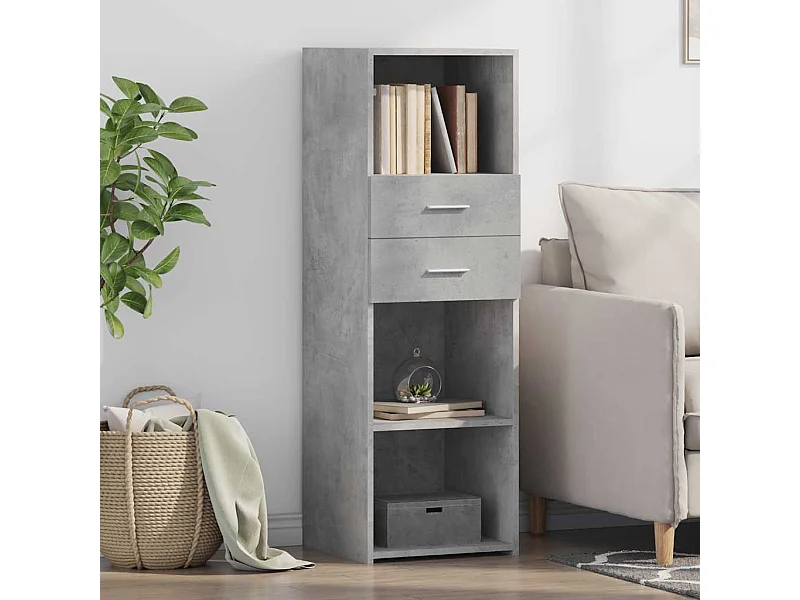 Buffet haut gris béton 40x42,5x124 cm bois d'ingénierie