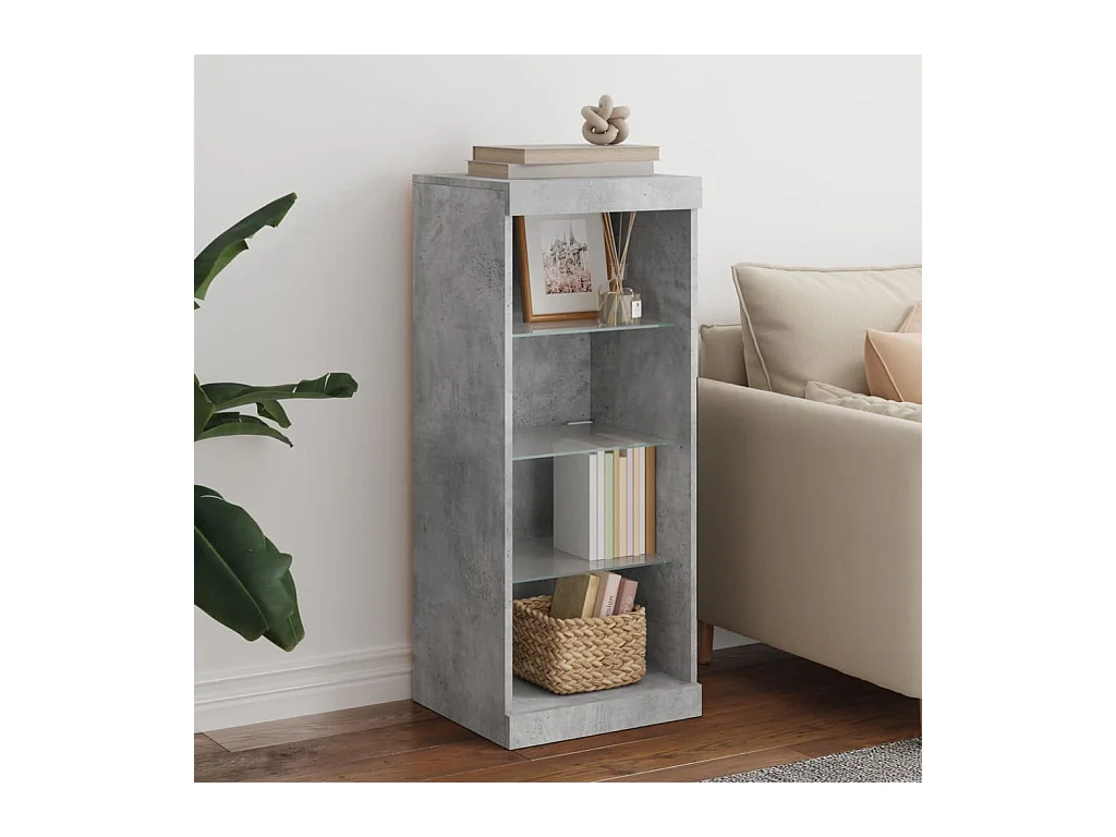 Buffet avec lumières LED gris béton 41x37x100 cm