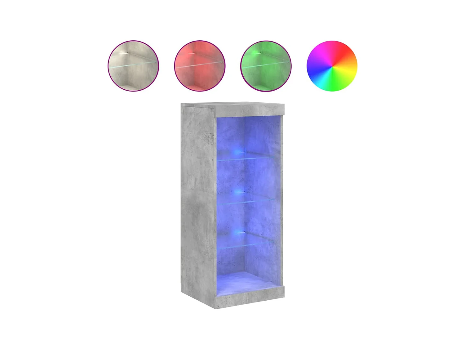 Buffet avec lumières LED gris béton 41x37x100 cm