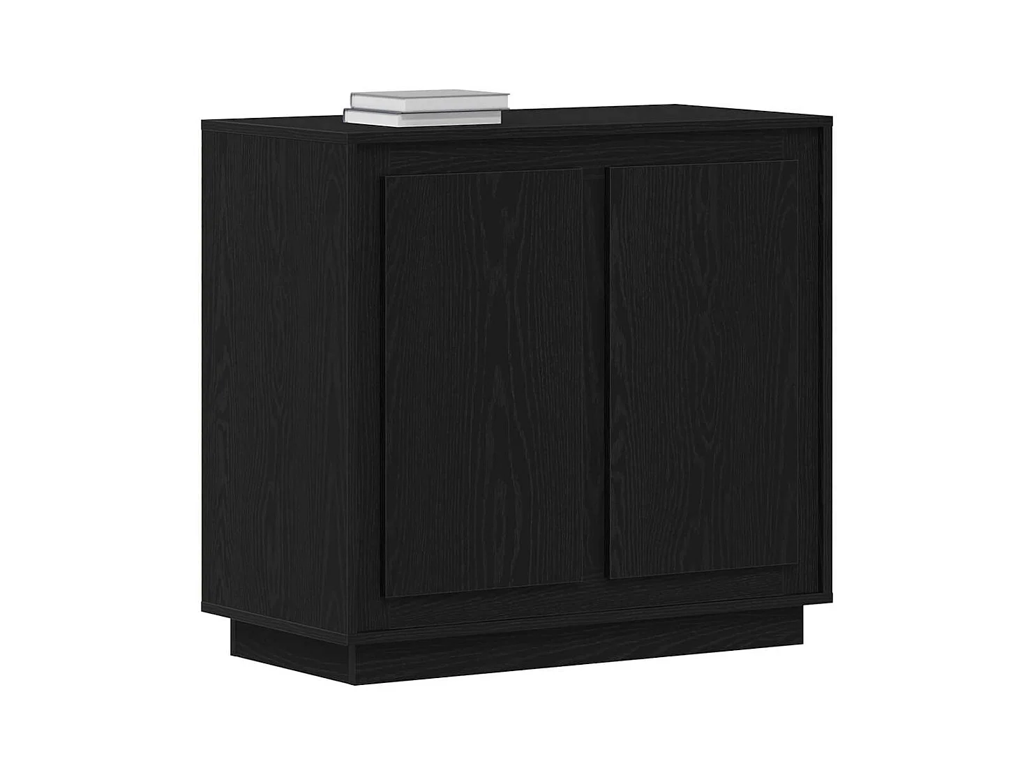 Buffet Noir Chêne 80x34x75 cm Bois d'ingénierie