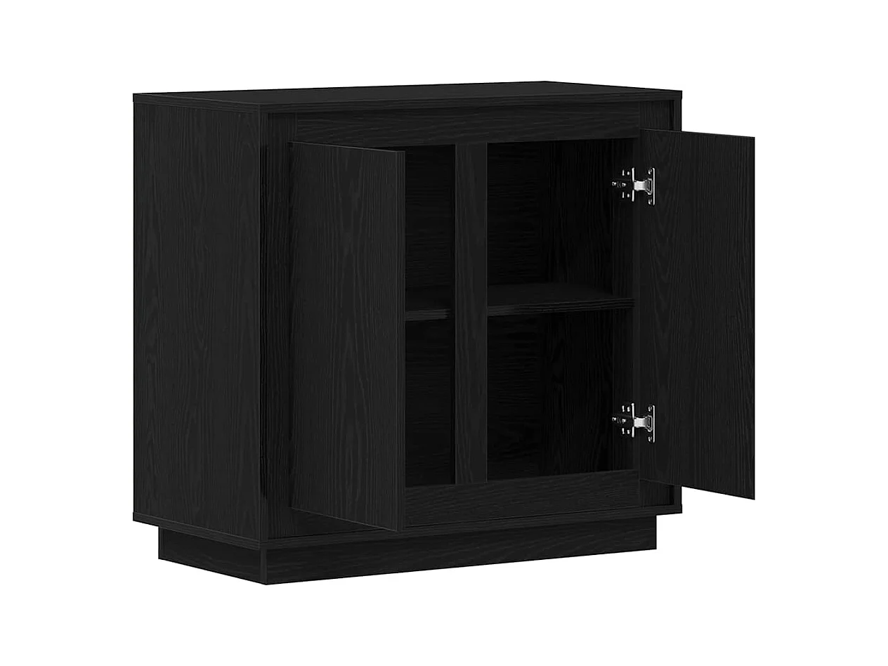 Buffet Noir Chêne 80x34x75 cm Bois d'ingénierie