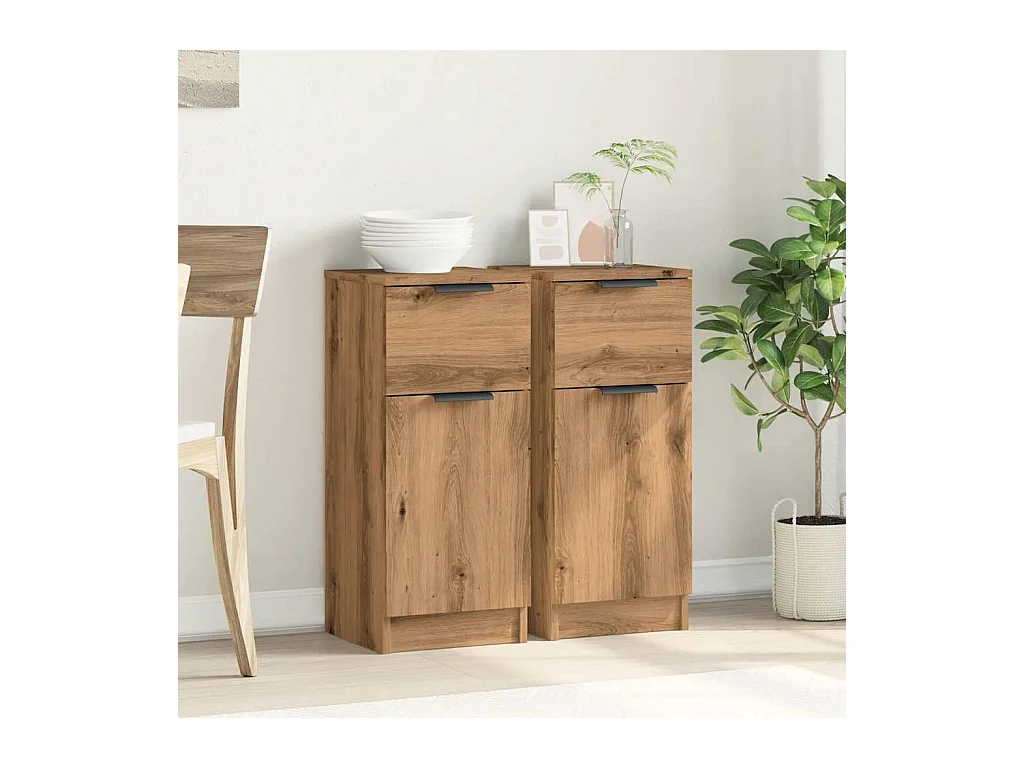 Sideboards 2 Stück handgefertigt Eiche 30x30x70 cm Holzwerkstoff