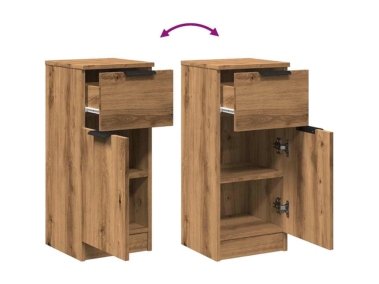 Sideboards 2 Stück handgefertigt Eiche 30x30x70 cm Holzwerkstoff