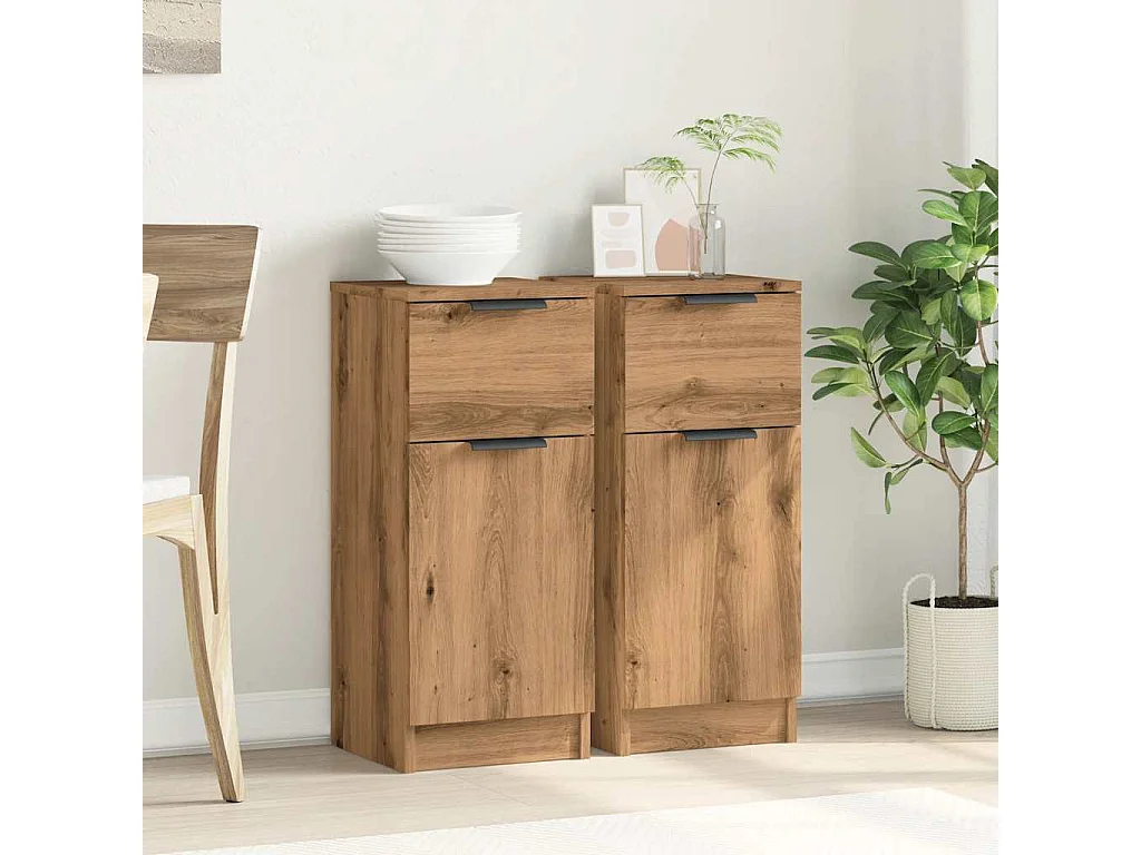Buffets 2 pcs chêne artisanal 30x30x70 cm bois d'ingénierie