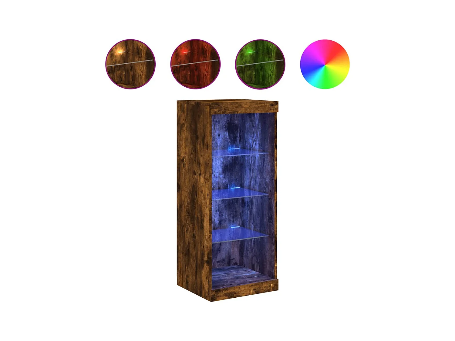 Buffet avec lumières LED chêne fumé 41x37x100 cm