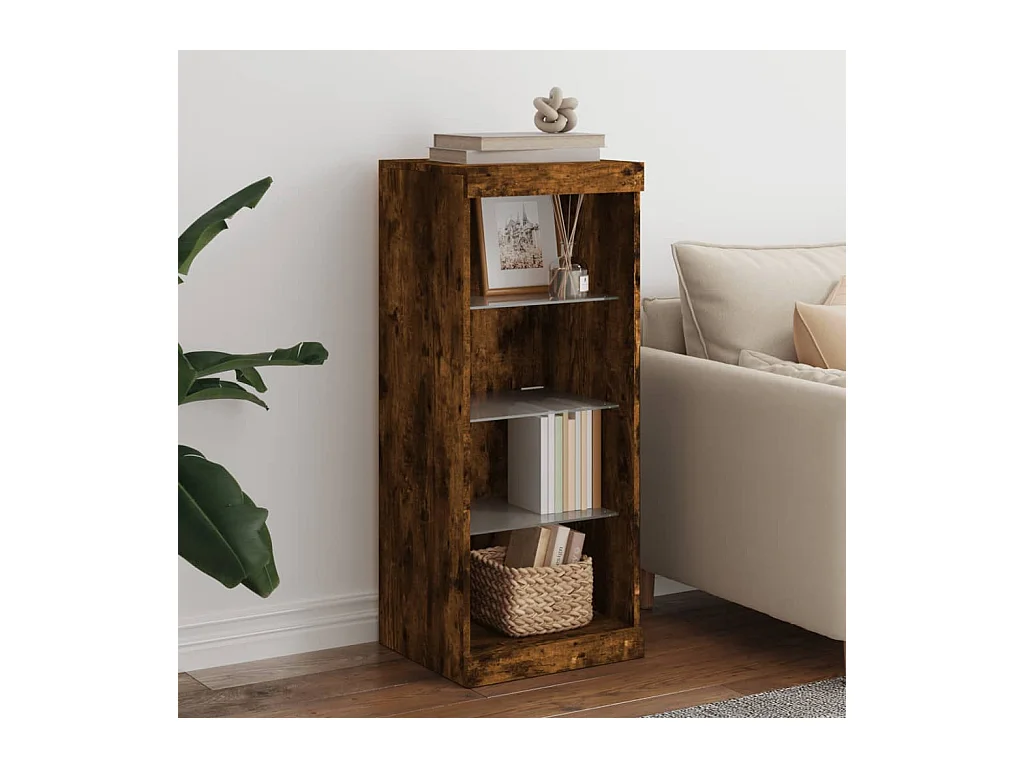 Buffet avec lumières LED chêne fumé 41x37x100 cm