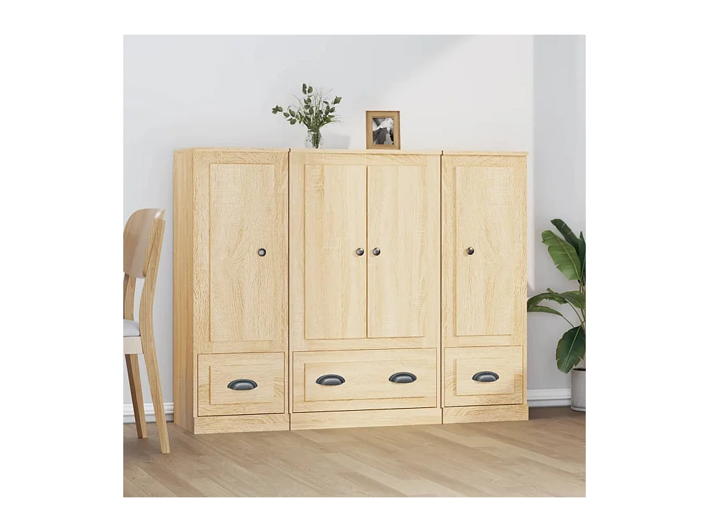 Buffets 3 pcs chêne sonoma bois d'ingénierie