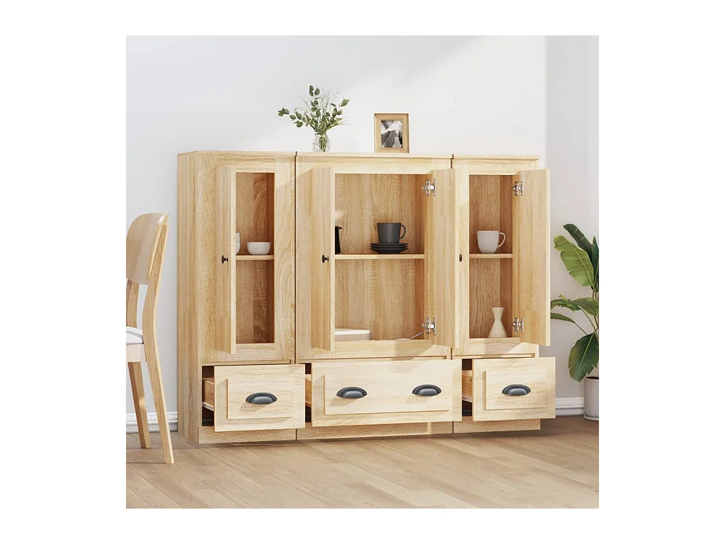 Buffets 3 pcs chêne sonoma bois d'ingénierie