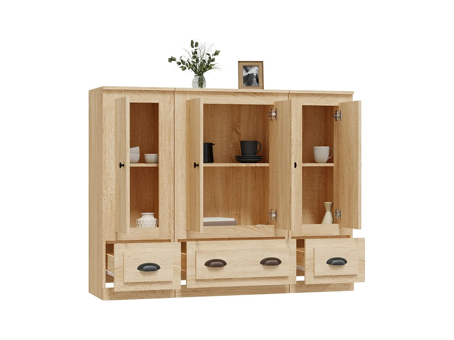 Buffets 3 pcs chêne sonoma bois d'ingénierie