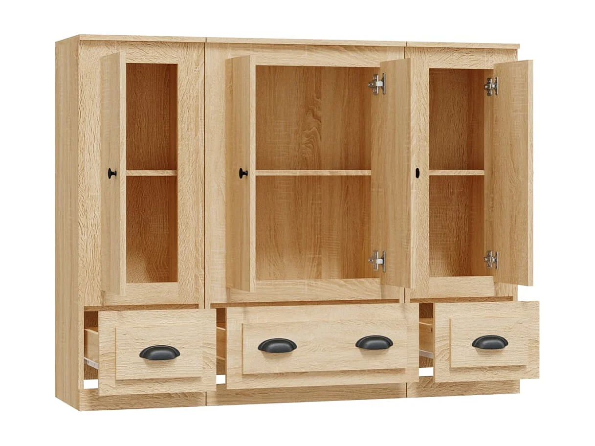 Buffets 3 pcs chêne sonoma bois d'ingénierie