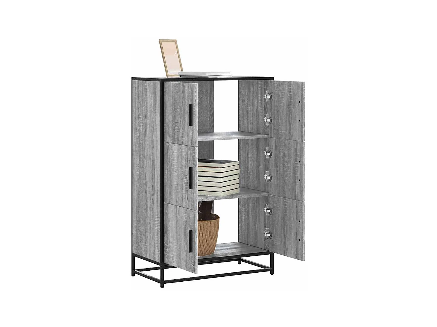 Buffet haut sonoma gris 68x35x106,5 cm bois ingénierie et métal