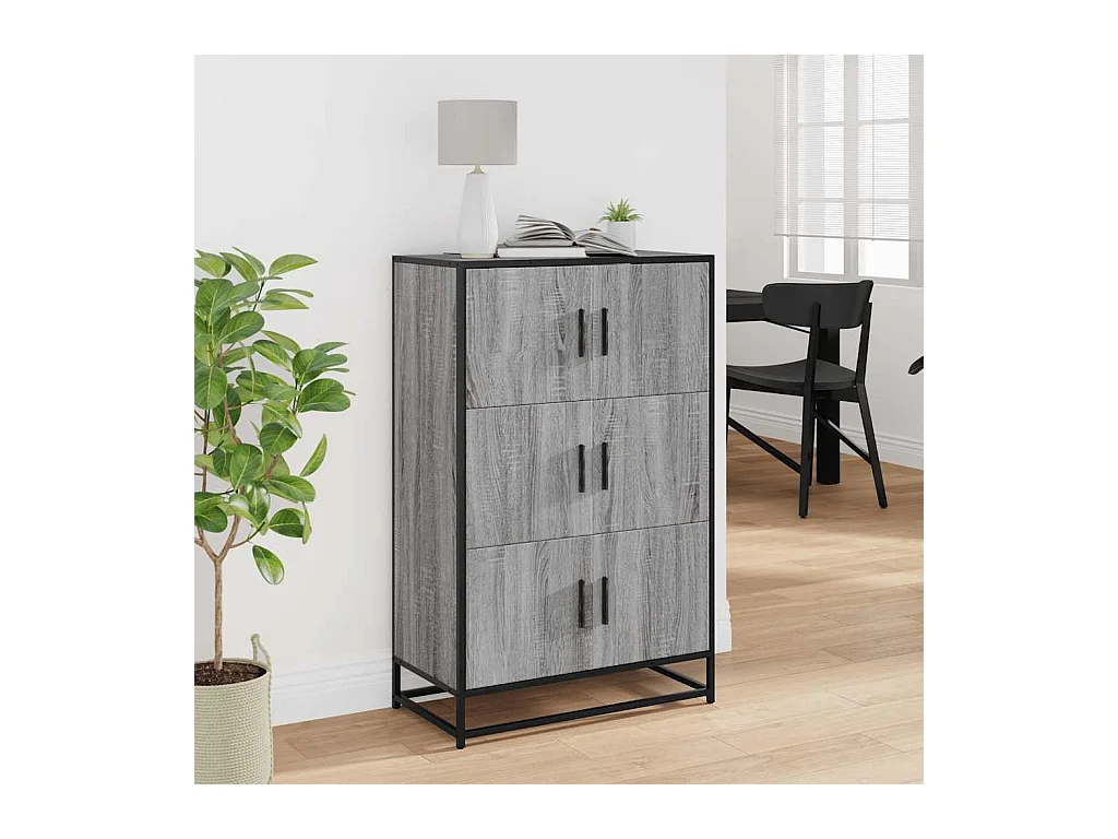 Buffet haut sonoma gris 68x35x106,5 cm bois ingénierie et métal