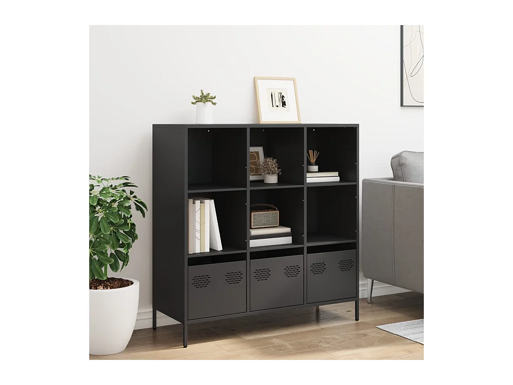 Buffet haut noir 101,5x39x103,5 cm acier