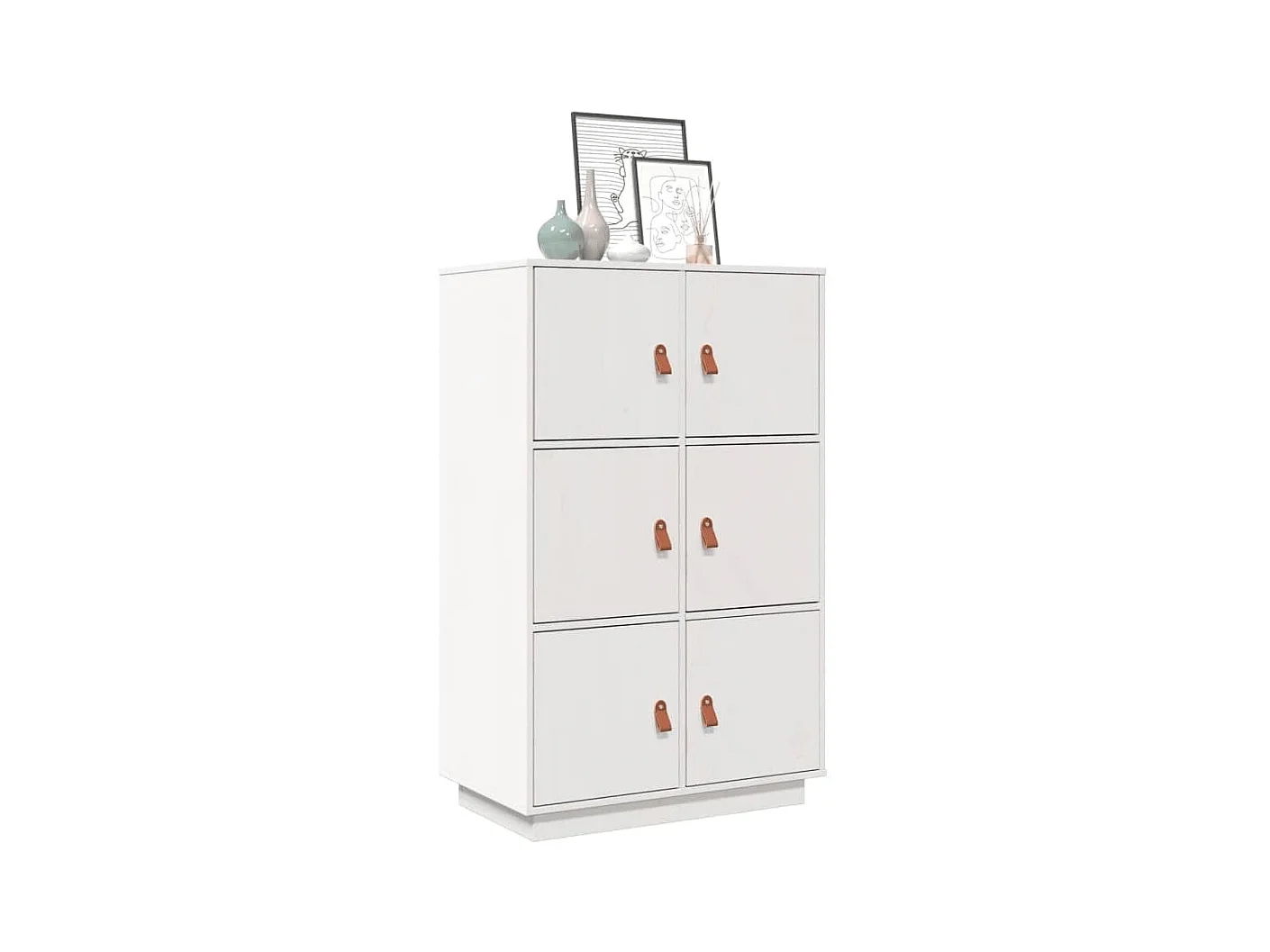 Aparador alto Blanco 67x40x108,5 cm Madera maciza de pino