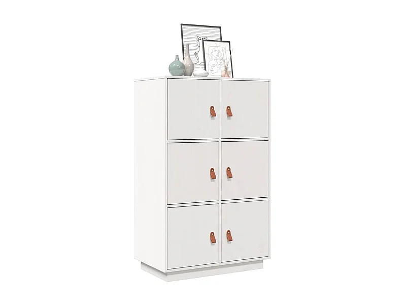 Buffet haut Blanc 67x40x108,5 cm Bois massif de pin