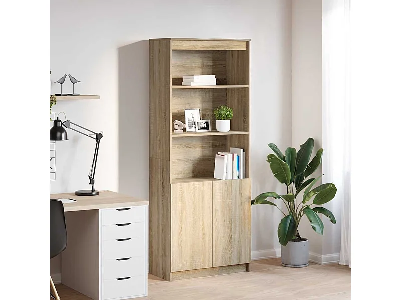 Buffet haut chêne sonoma 70x35x180 cm bois d'ingénierie