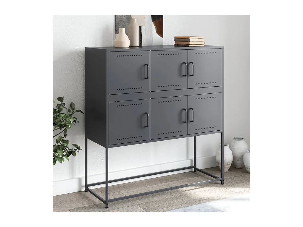Buffet anthracite 100,5x39x107 cm acier