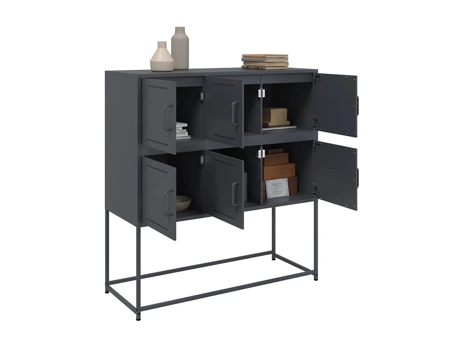 Buffet anthracite 100,5x39x107 cm acier