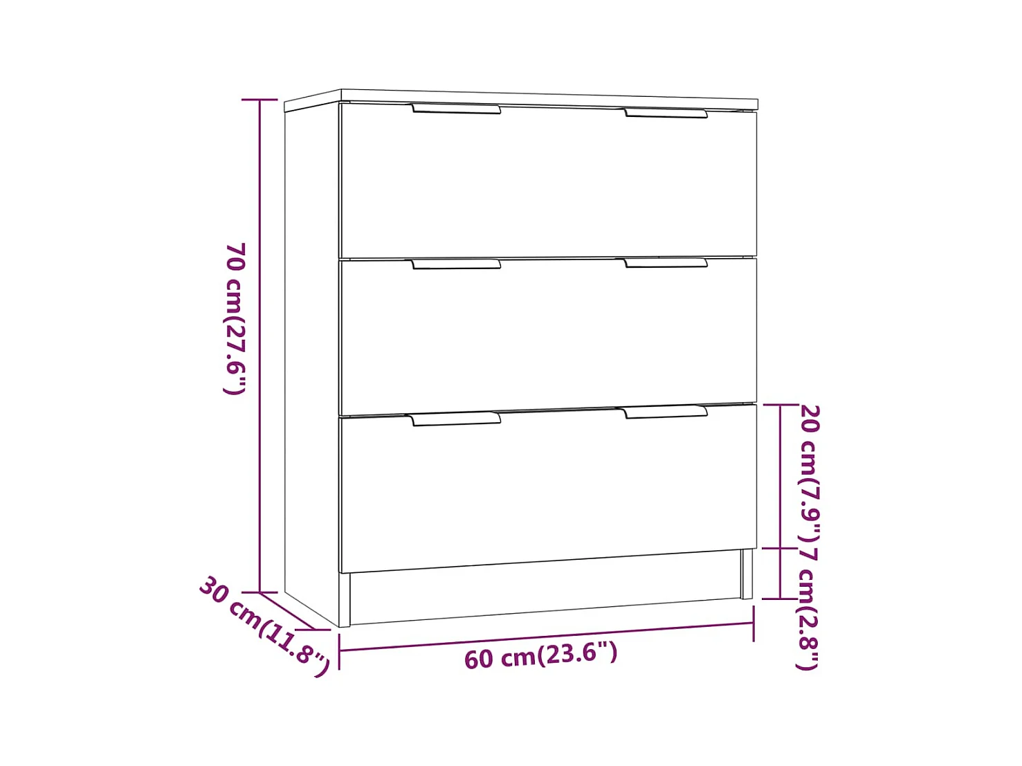 Buffets 3 pcs Blanc Bois d'ingénierie