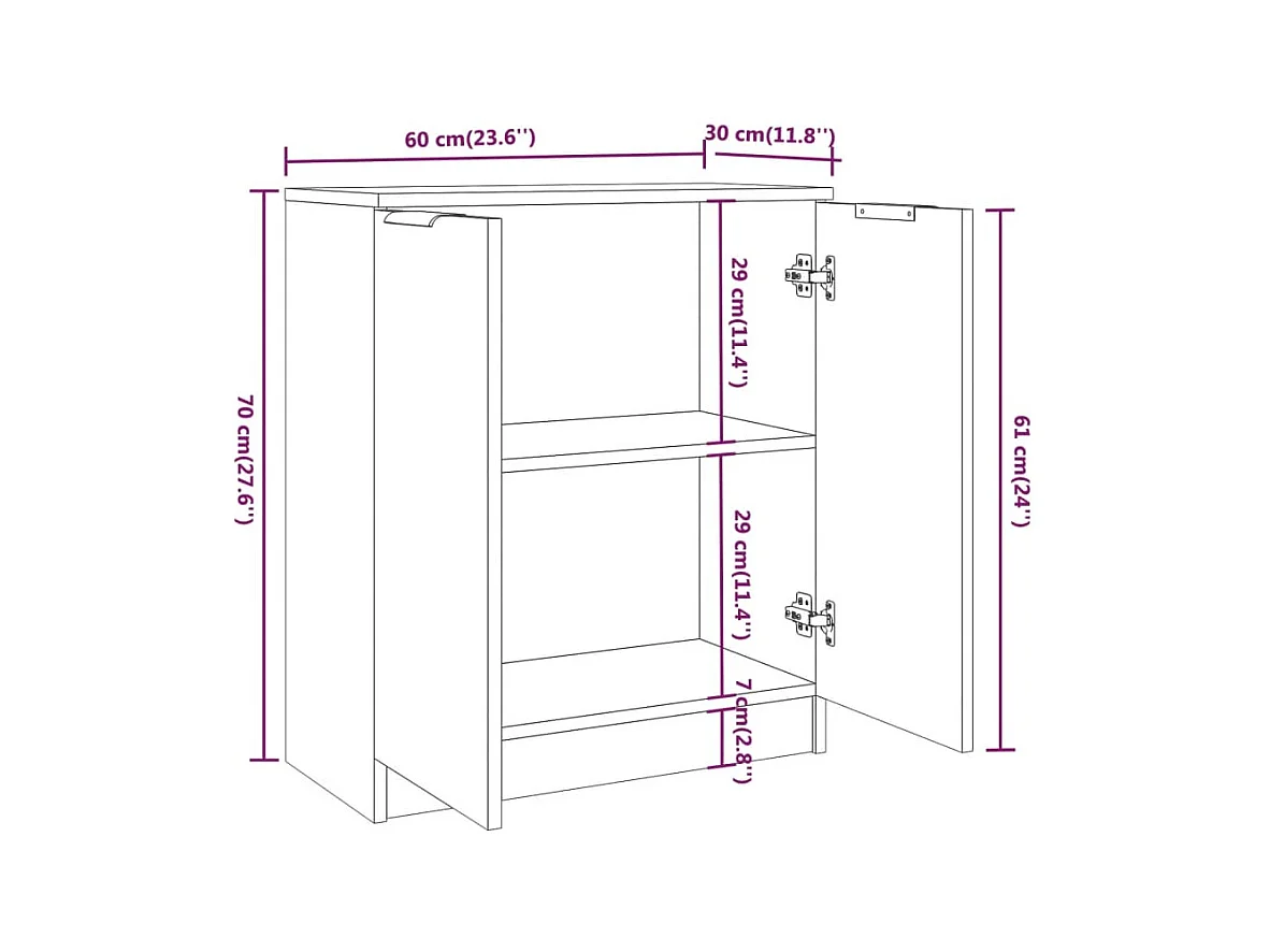Buffets 3 pcs Blanc Bois d'ingénierie