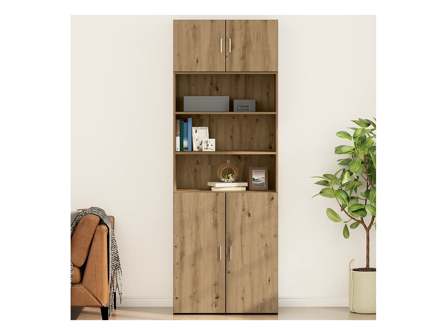 Meuble mural Montage mural avec porte chêne artisanal 80 x 42.5 x 40 cm