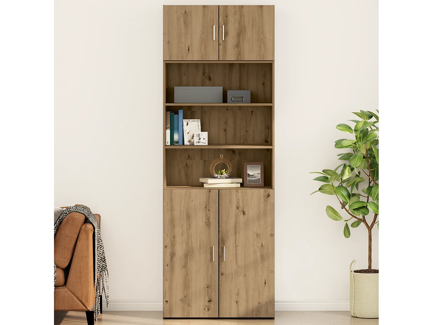 Meuble mural Montage mural avec porte chêne artisanal 80 x 42.5 x 40 cm