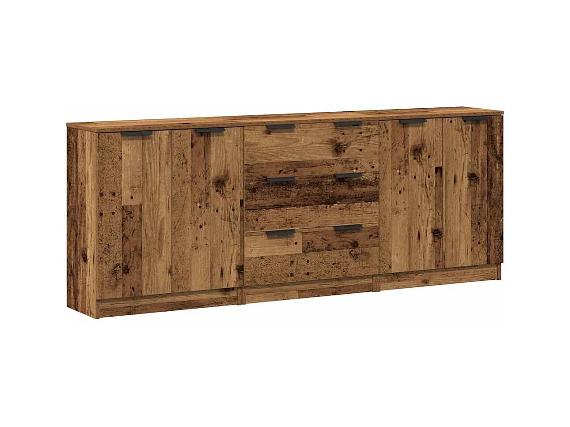 Buffets 3 pcs vieux bois 60x30x70 cm bois d'ingénierie