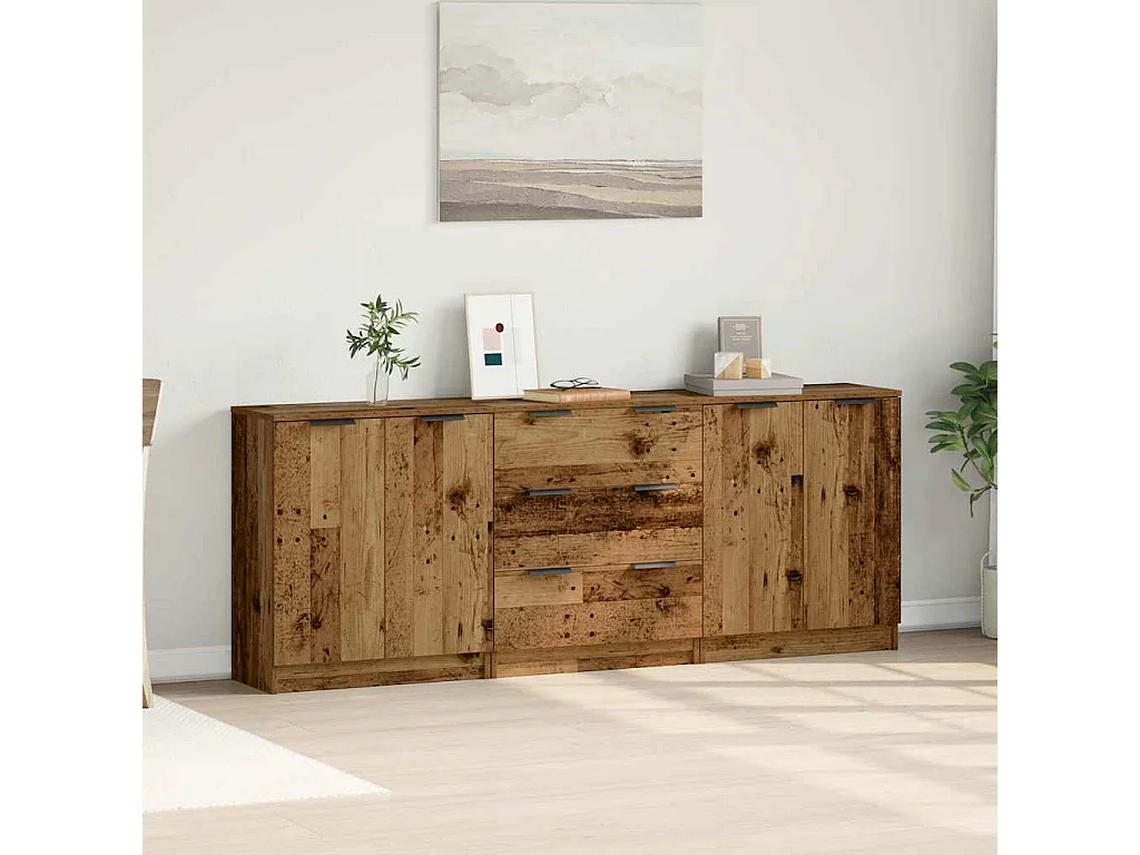 Sideboards 3-tlg. Altholz 60x30x70 cm Holzwerkstoff