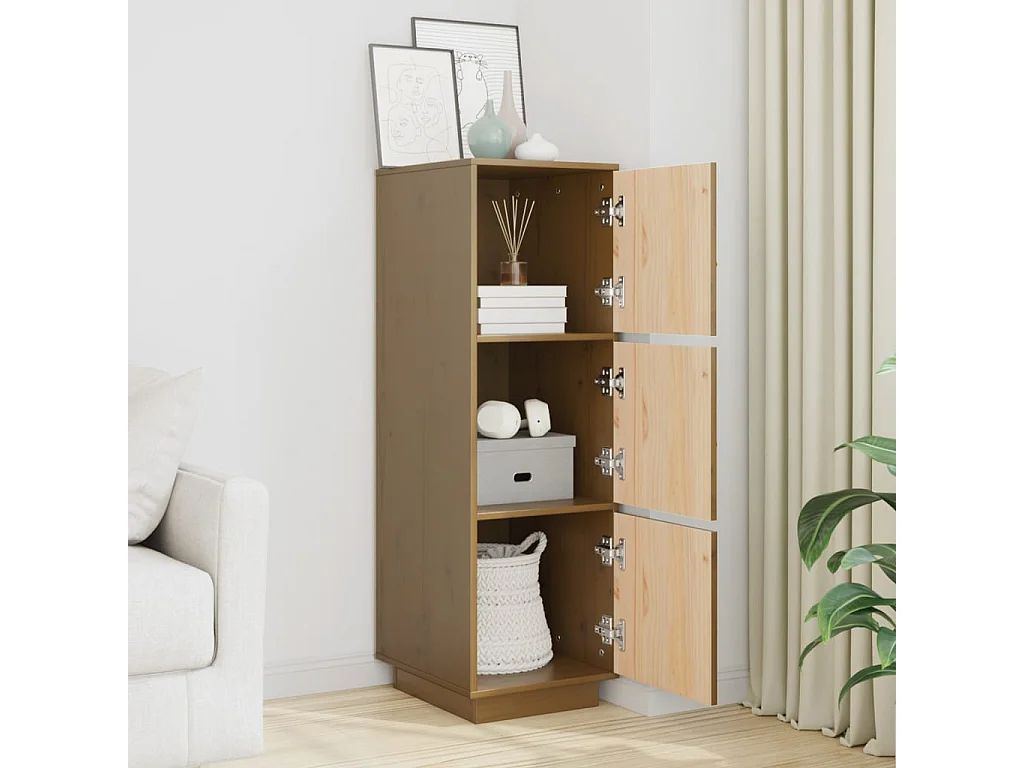 Buffet haut Marron miel 34x40x108,5 cm Bois massif de pin