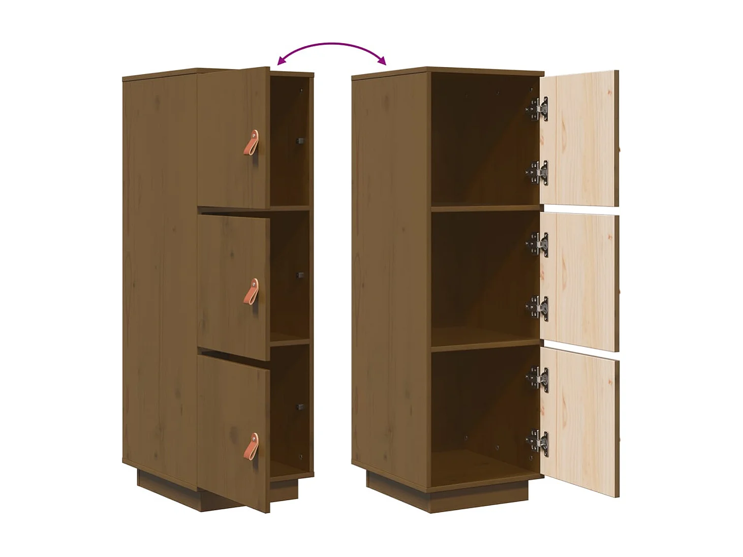 Buffet haut Marron miel 34x40x108,5 cm Bois massif de pin