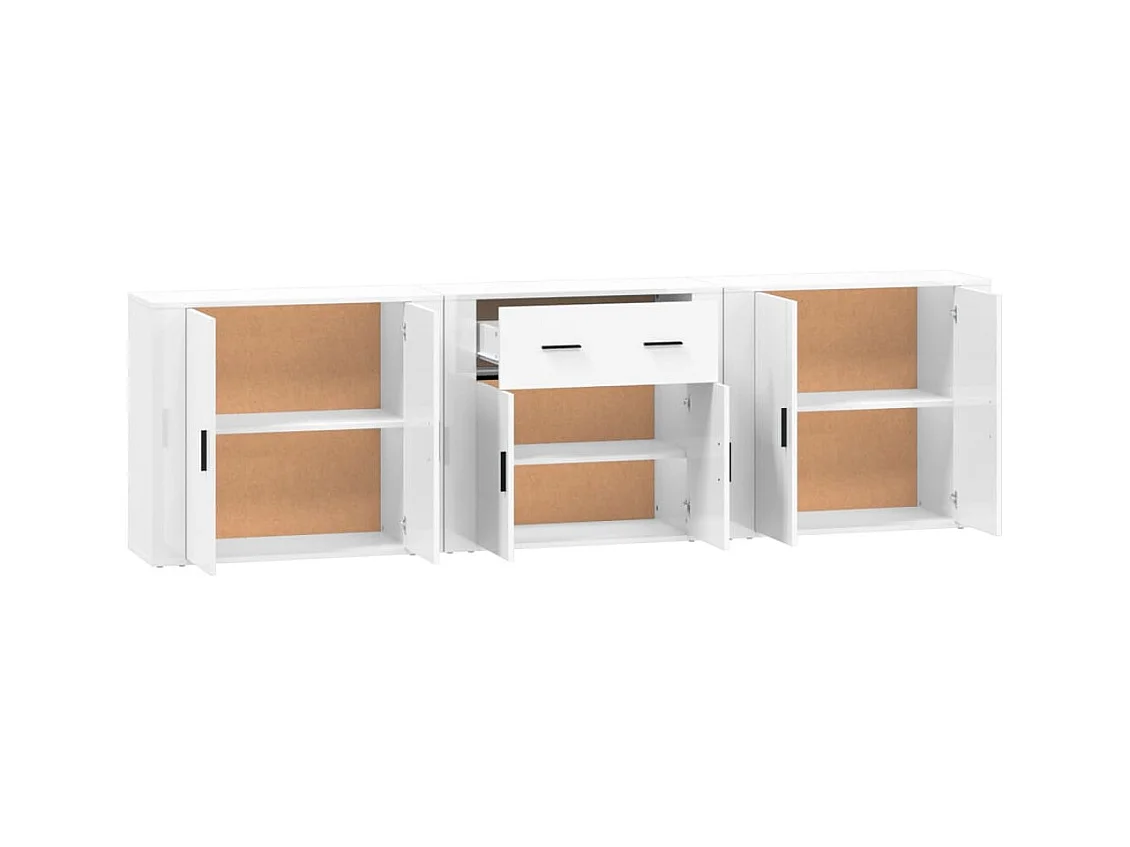 Buffets 3 pcs Blanc Bois d'ingénierie