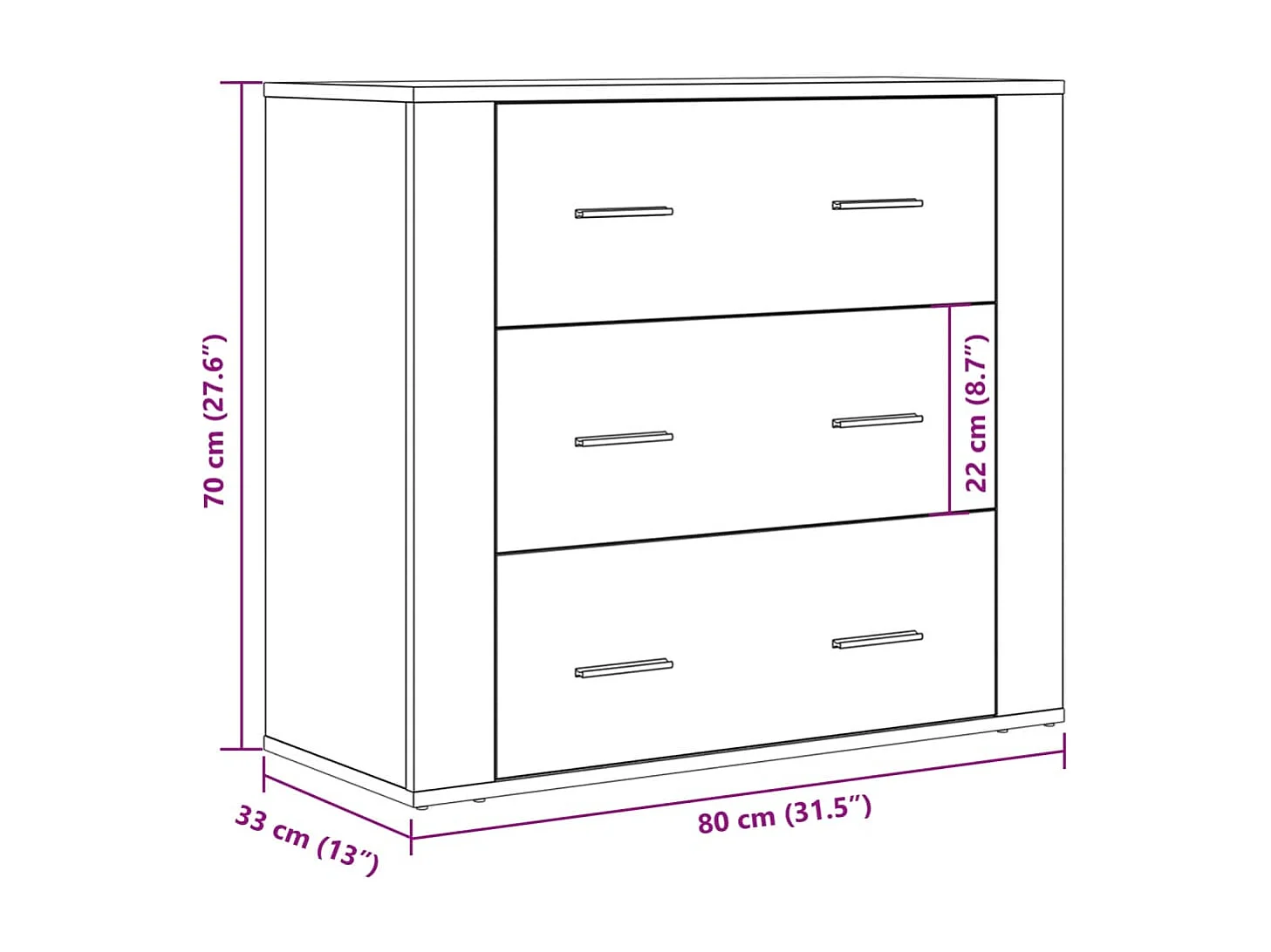 Buffet vieux bois 80x33x70 cm bois d'ingénierie