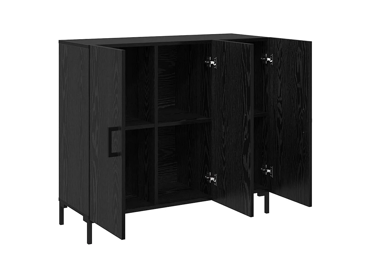 Buffet avec stockage avec porte Noir 90 x 34 x 80 cm Bois d'ingénierie