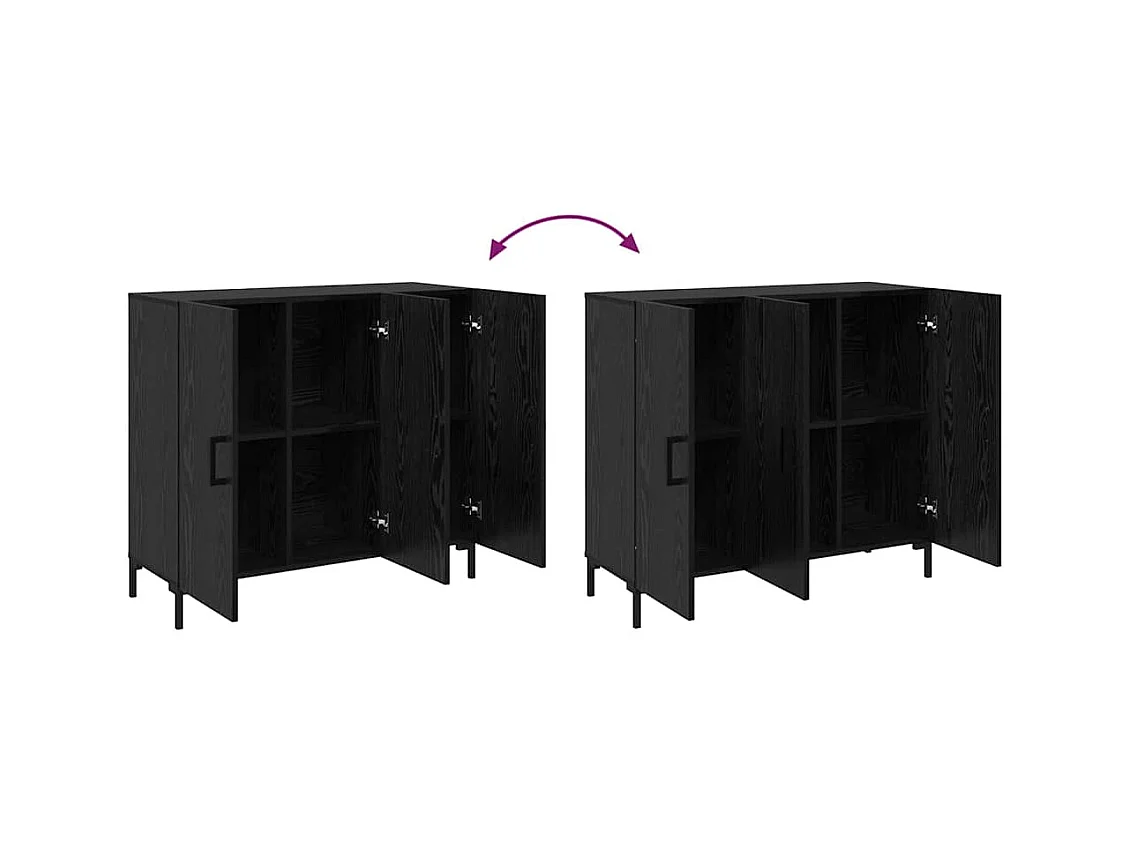 Buffet avec stockage avec porte Noir 90 x 34 x 80 cm Bois d'ingénierie