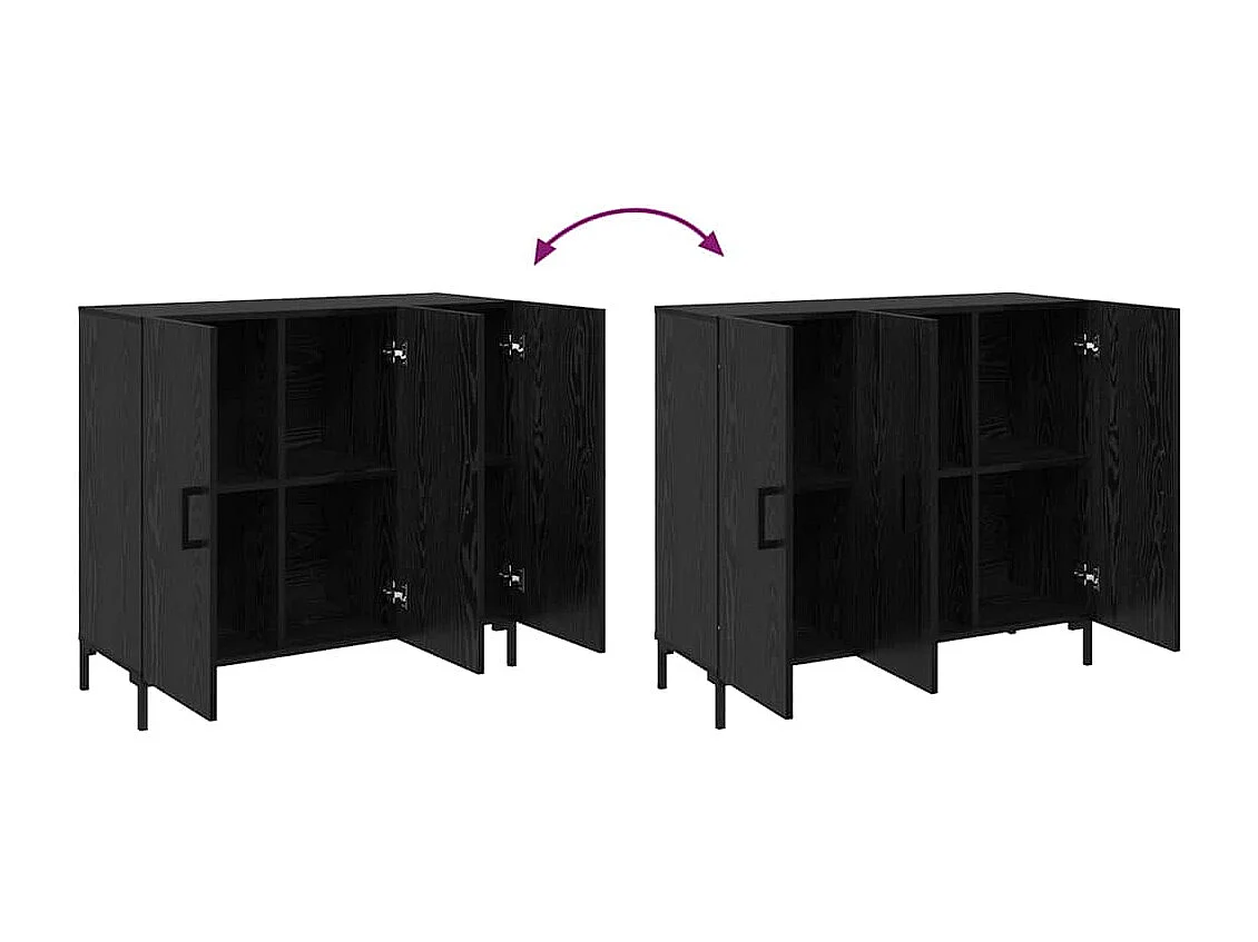 Buffet avec stockage avec porte Noir 90 x 34 x 80 cm Bois d'ingénierie