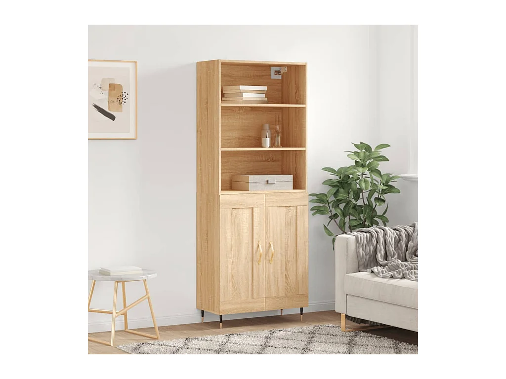 Credenza alta in rovere Sonoma 69,5x34x180 cm Legno ingegnerizzato