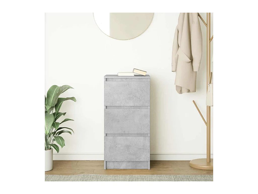 Buffet gris béton 37,5x35x76 cm bois d'ingénierie