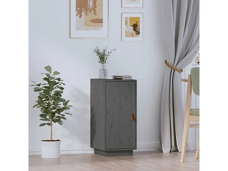 Buffet Gris 34x40x75 cm Bois massif de pin