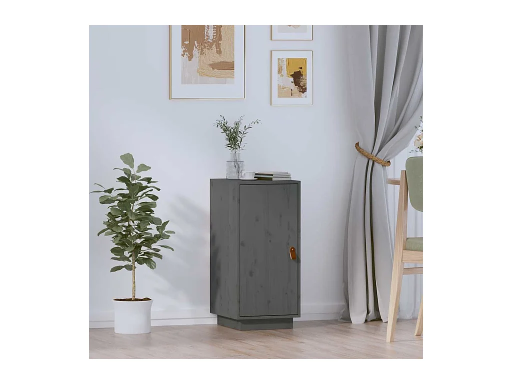 Buffet Gris 34x40x75 cm Bois massif de pin
