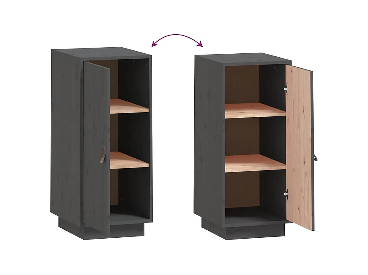 Buffet Gris 34x40x75 cm Bois massif de pin