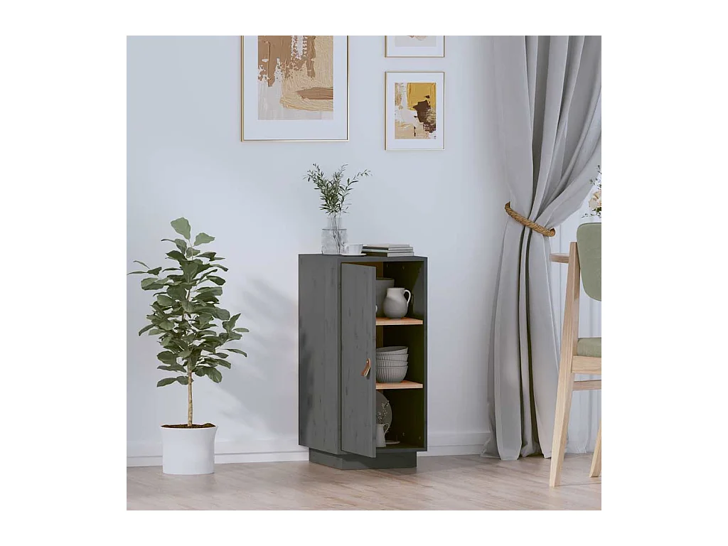 Buffet Gris 34x40x75 cm Bois massif de pin
