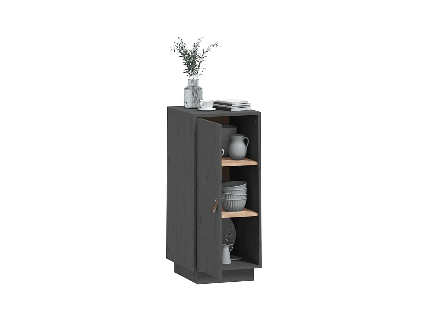 Buffet Gris 34x40x75 cm Bois massif de pin