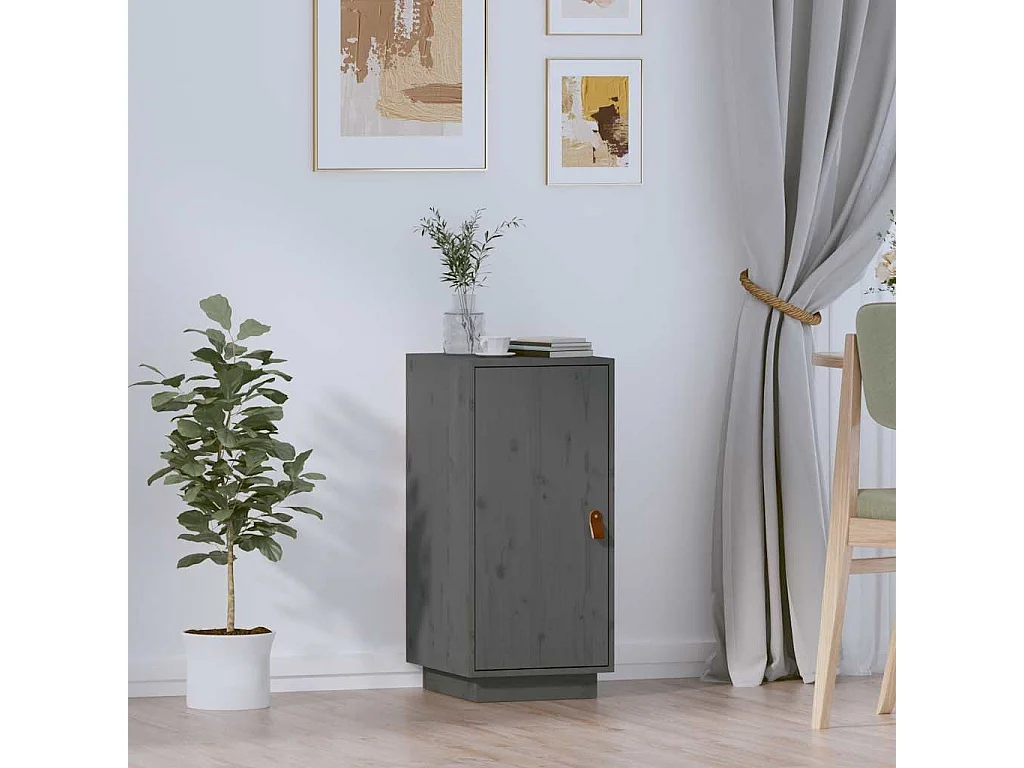 Buffet Gris 34x40x75 cm Bois massif de pin