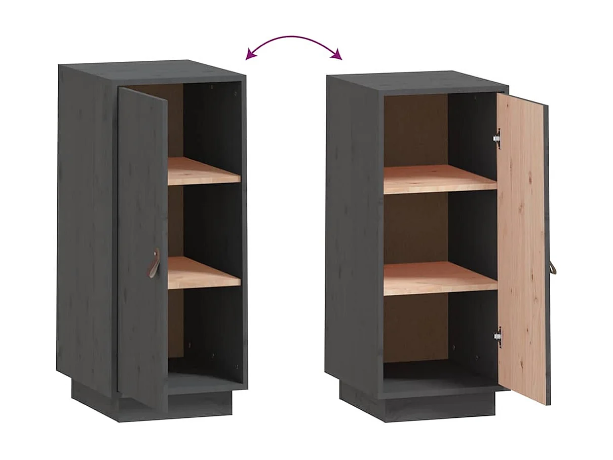 Buffet Gris 34x40x75 cm Bois massif de pin