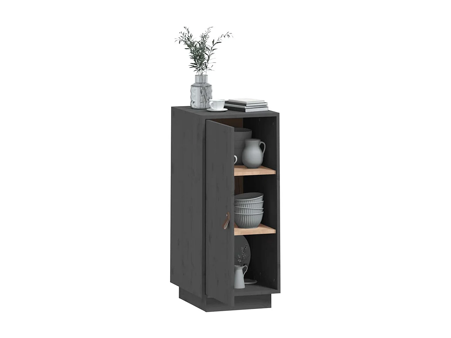Buffet Gris 34x40x75 cm Bois massif de pin