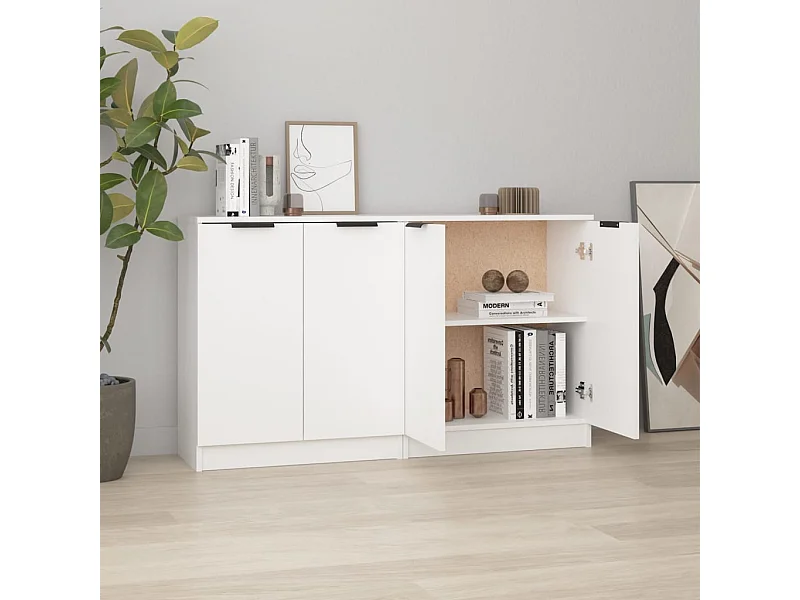 Credenze 2 pezzi bianche 60x30x70 cm Legno ingegnerizzato