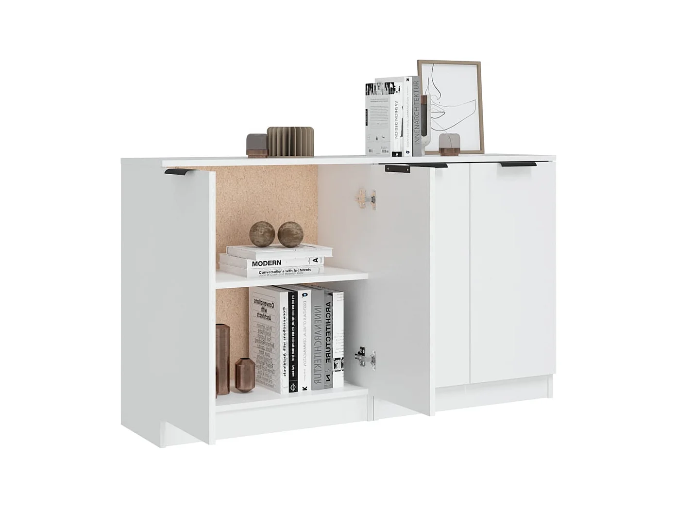 Buffets 2 pcs blanc 60x30x70 cm Bois d'ingénierie