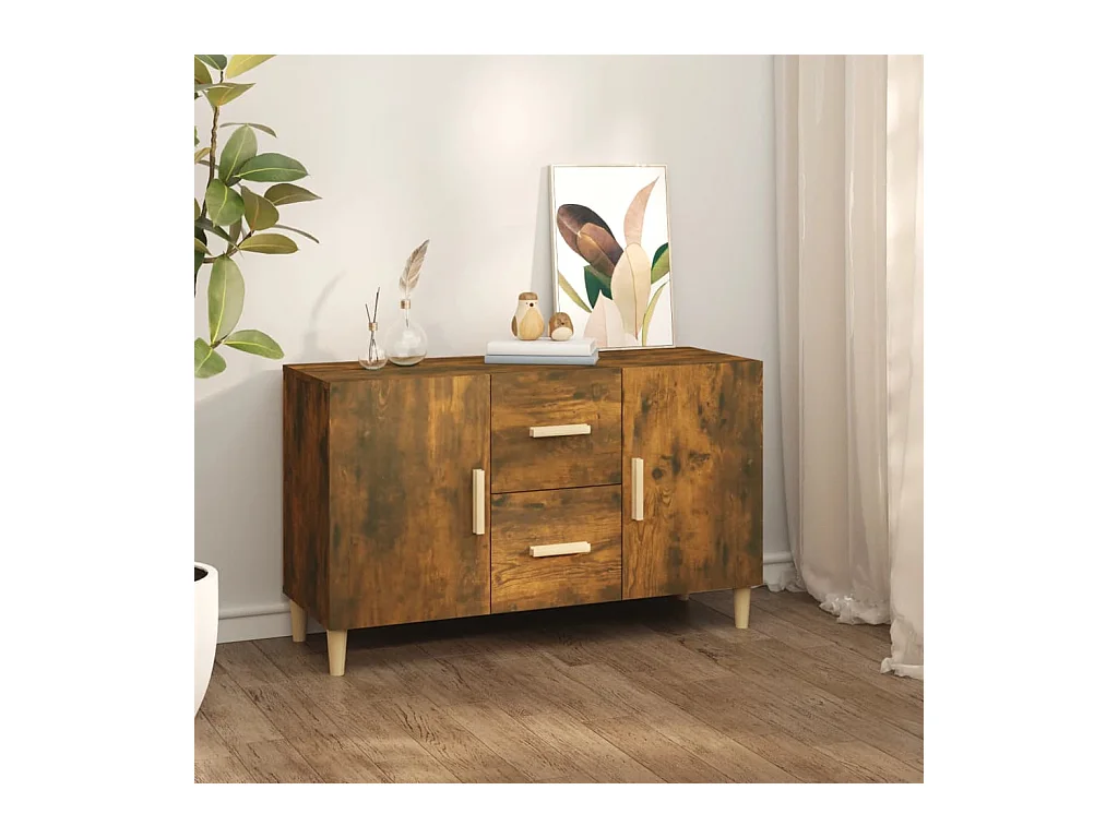 Buffet chêne fumé 100x36x60 cm bois d'ingénierie