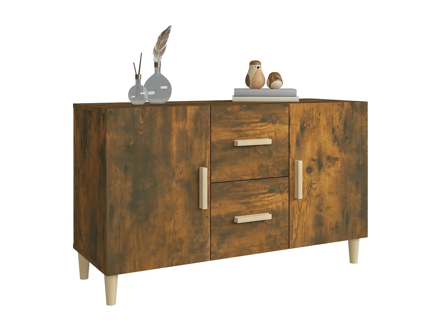 Buffet chêne fumé 100x36x60 cm bois d'ingénierie