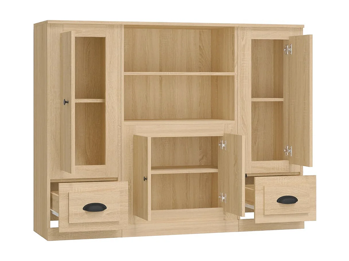 Buffets 3 pcs chêne sonoma bois d'ingénierie